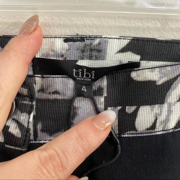 Tibi Arel Contrast Black White Slim Trousers Stretch Pants NWT Size 4 - Picture 5 of 9